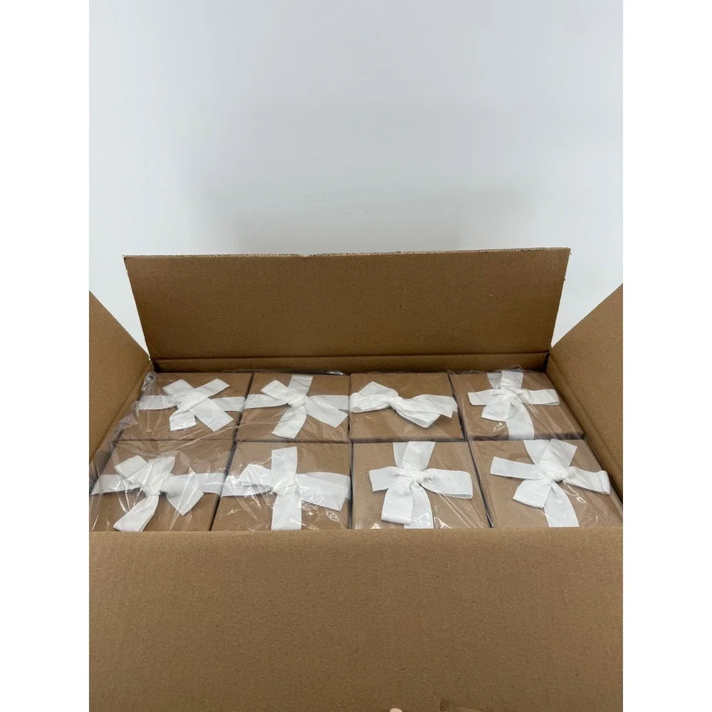Spritz Kraft Paper Gift‎ Box Lot Of 24 White Polka Dot Ribbon Tag 4.25